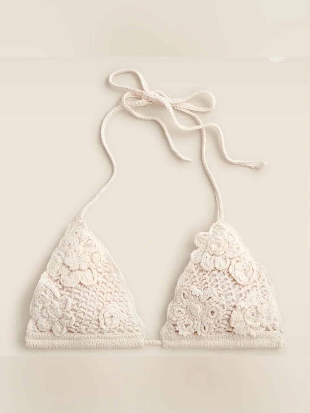 J. Crew Cream Crochet Triangle Bikini top